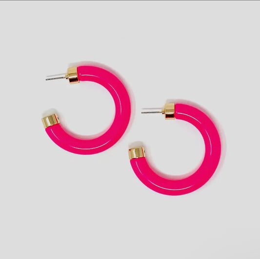 Hot Pink Hoop Earrings