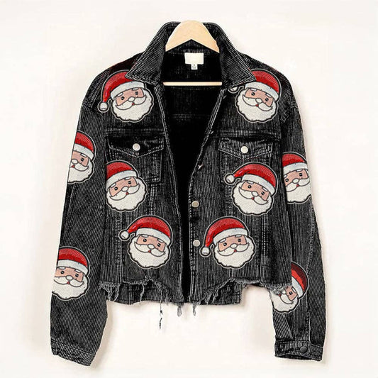 Sequin SANTA Cropped CORDUROY Shacket