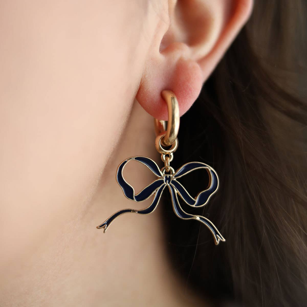 Veronica Game Day Bow Enamel Earrings