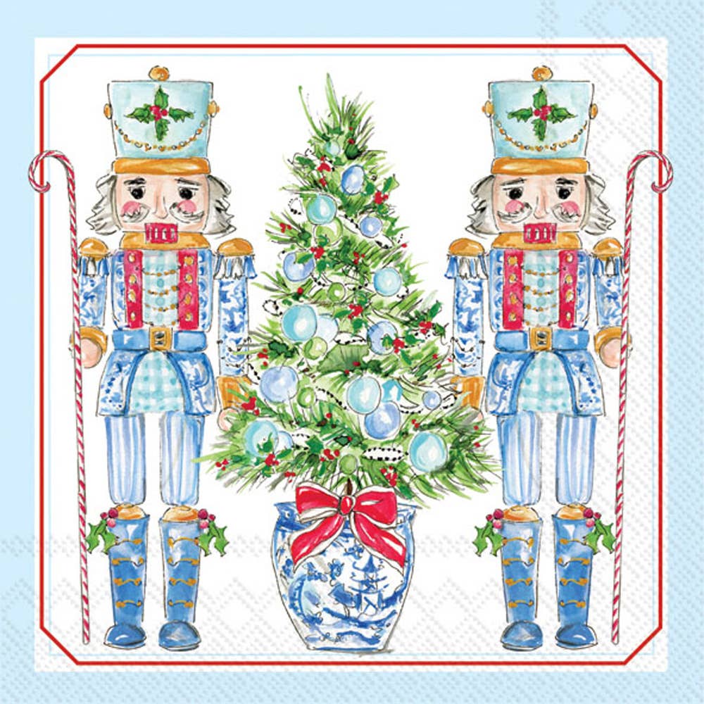 Paper Cocktail Napkins 20 ct Blue Nutcrackers Christmas