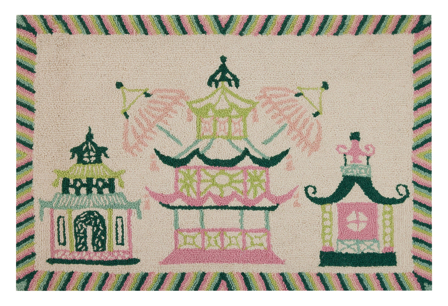 Pagodas Rose Trio Hook Rug