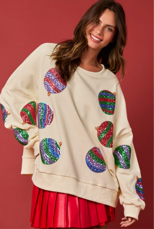 Sequined Ornament Sweater