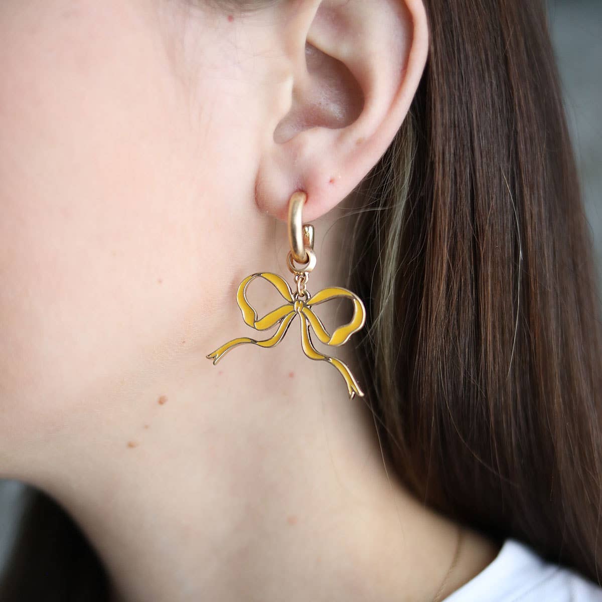 Veronica Game Day Bow Enamel Earrings