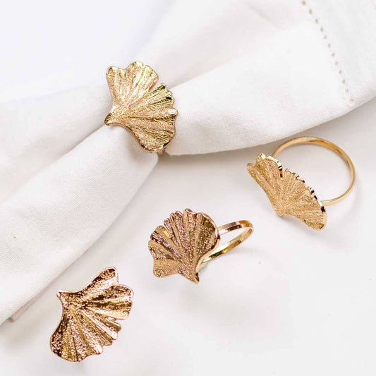 Sea Fan Napkin Rings   Gold   1.5"   Set of 4