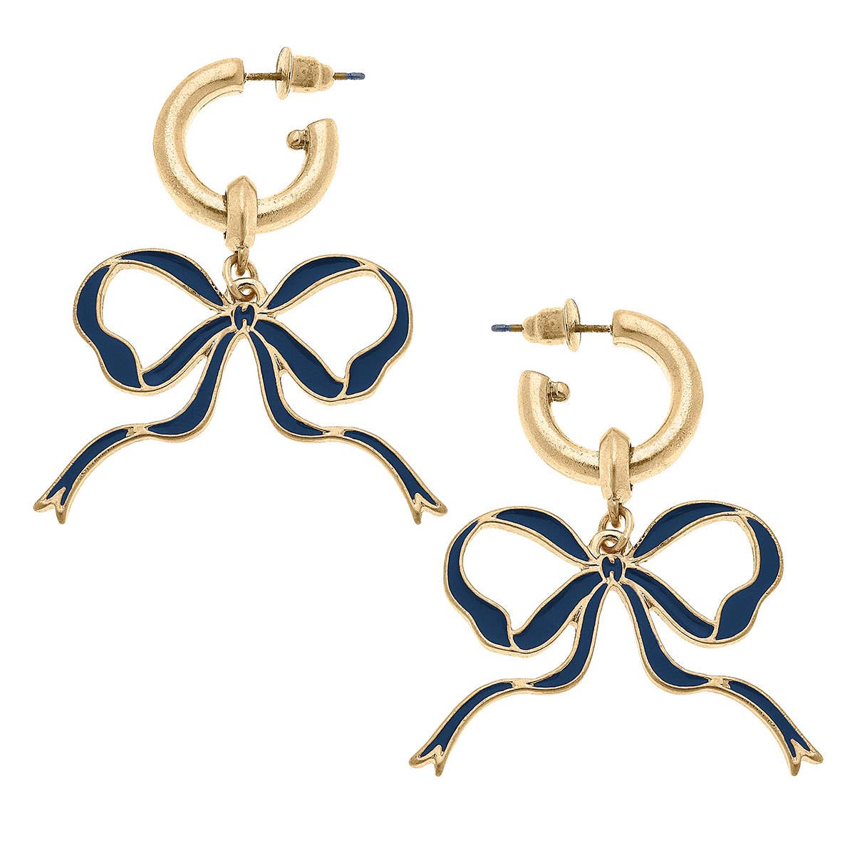 Veronica Game Day Bow Enamel Earrings