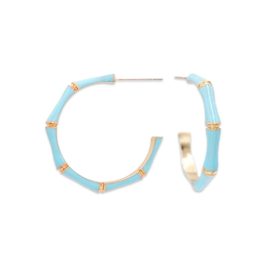 Carolina Blue Bamboo Hoop | Gameday Hoop | Custom Earring