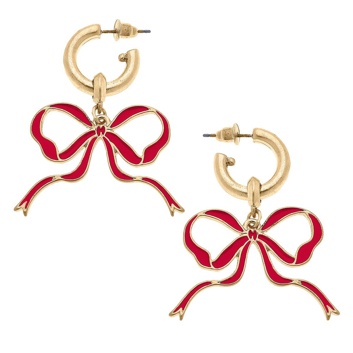 Veronica Game Day Bow Enamel Earrings