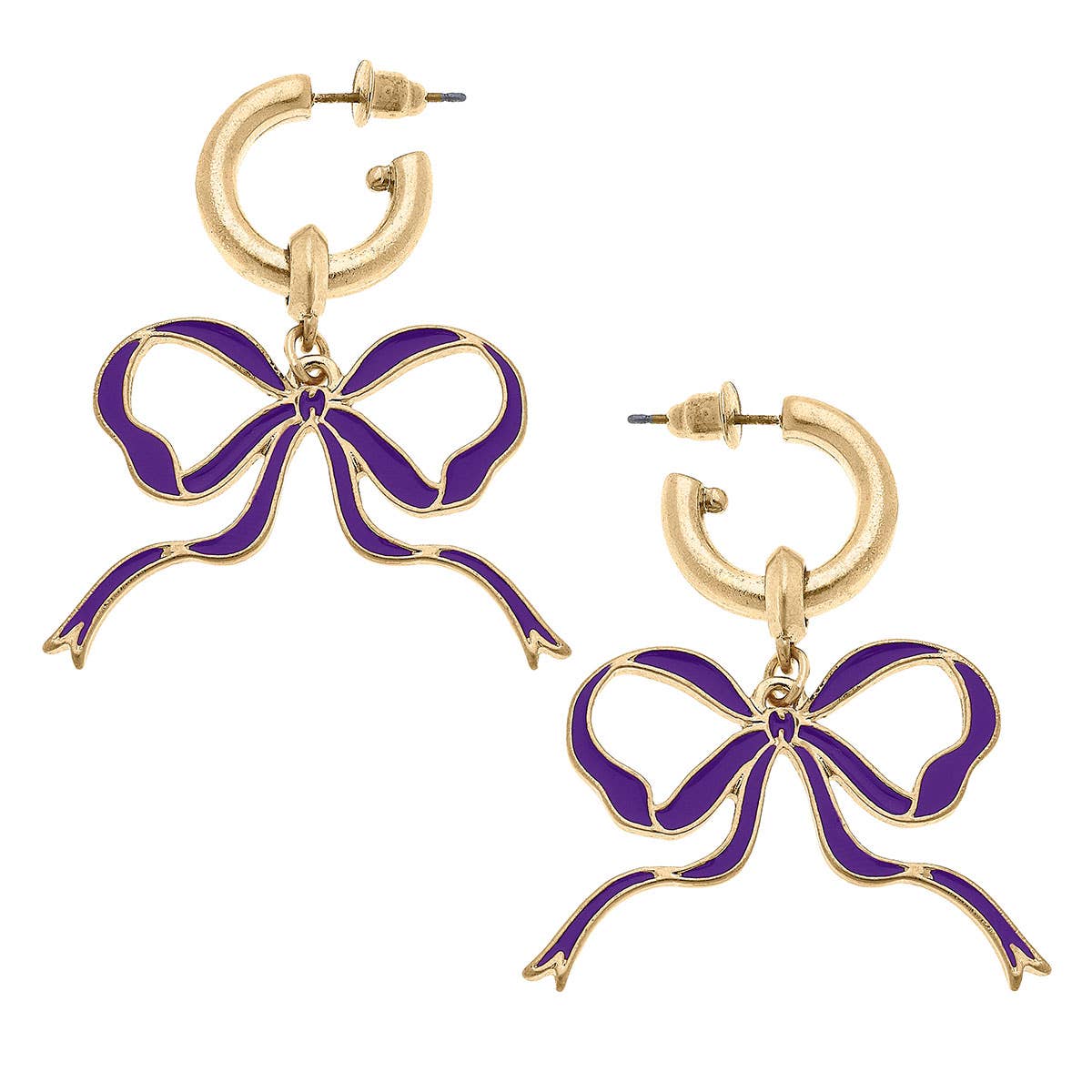 Veronica Game Day Bow Enamel Earrings