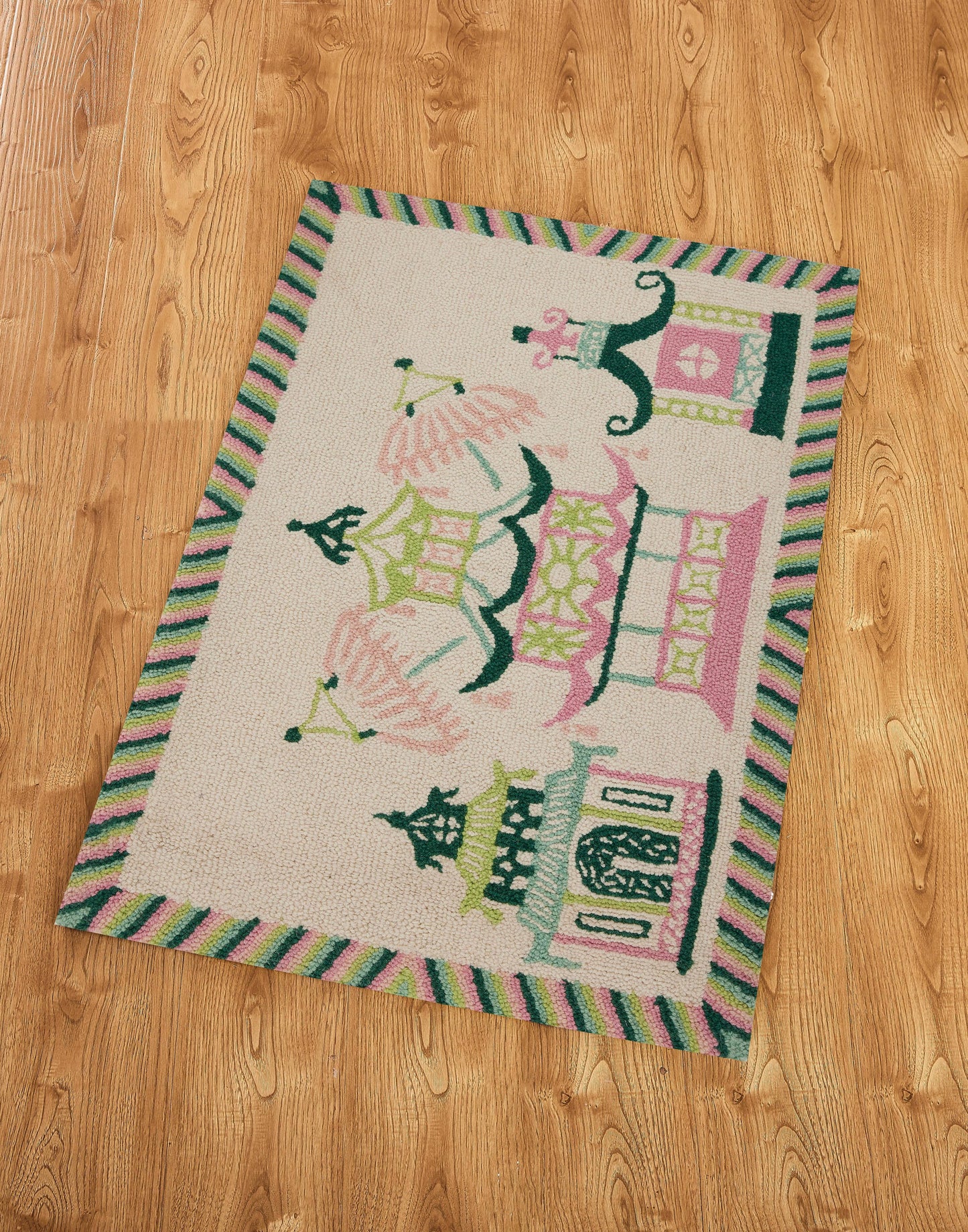 Pagodas Rose Trio Hook Rug