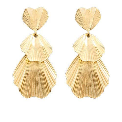 Tiered Gold Shell Earring| Southern Earrings| Resort Earring