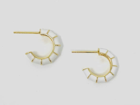 White Small Mille Hoop Earrings