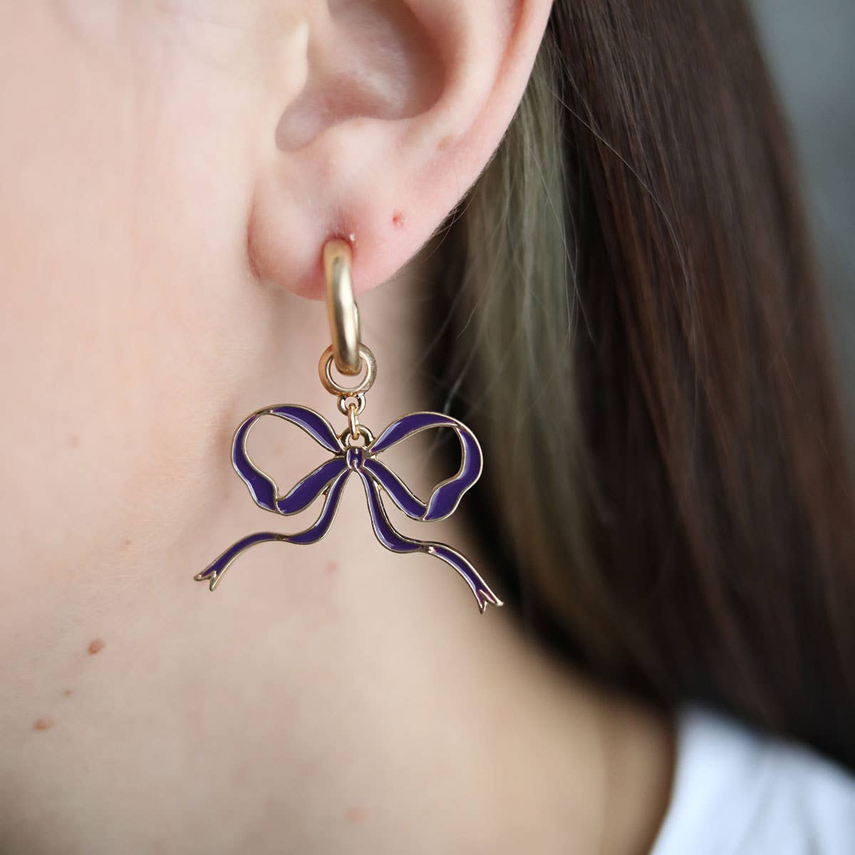 Veronica Game Day Bow Enamel Earrings