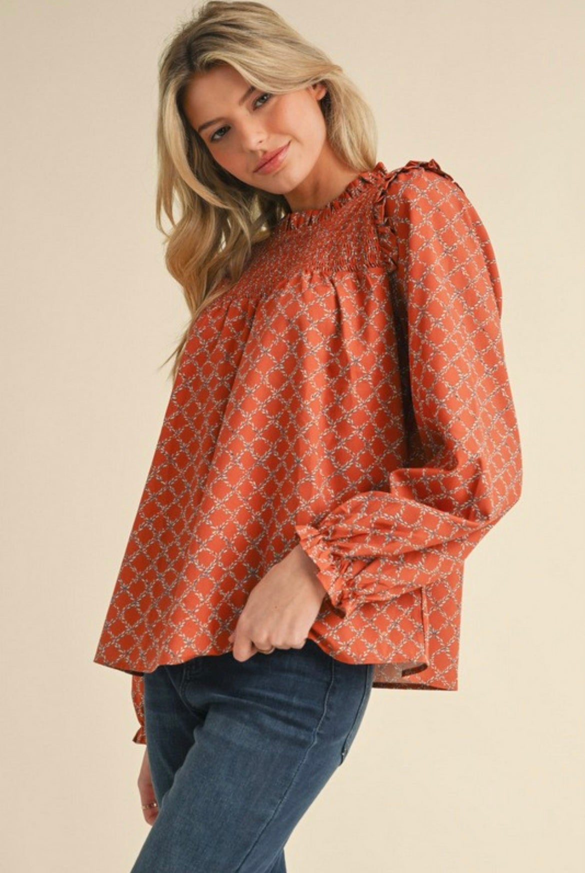 Rust Rope Crossed Blouse