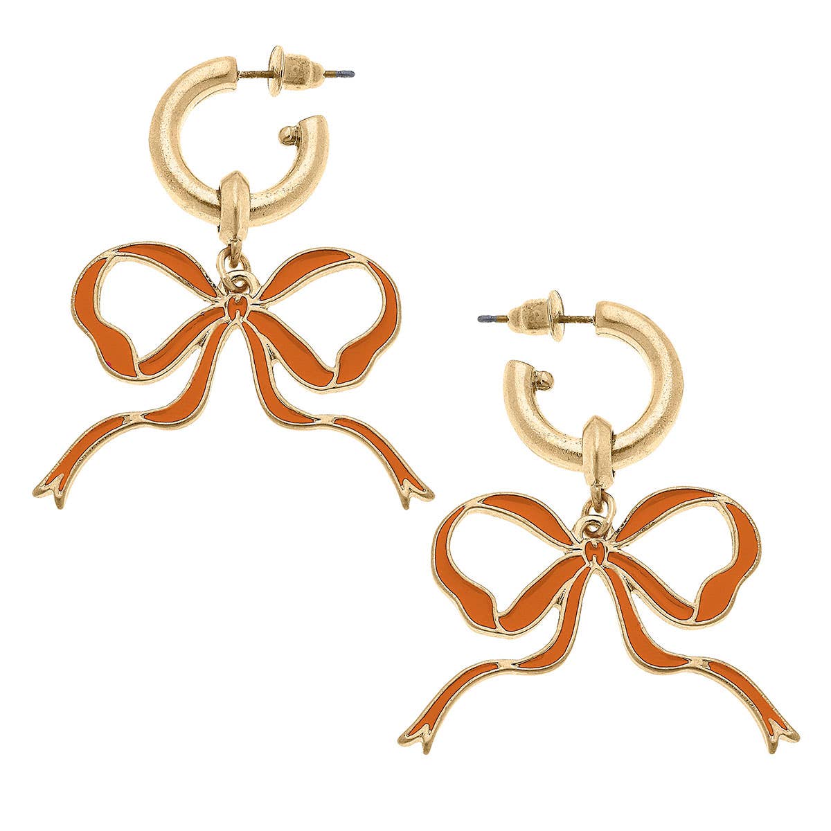 Veronica Game Day Bow Enamel Earrings