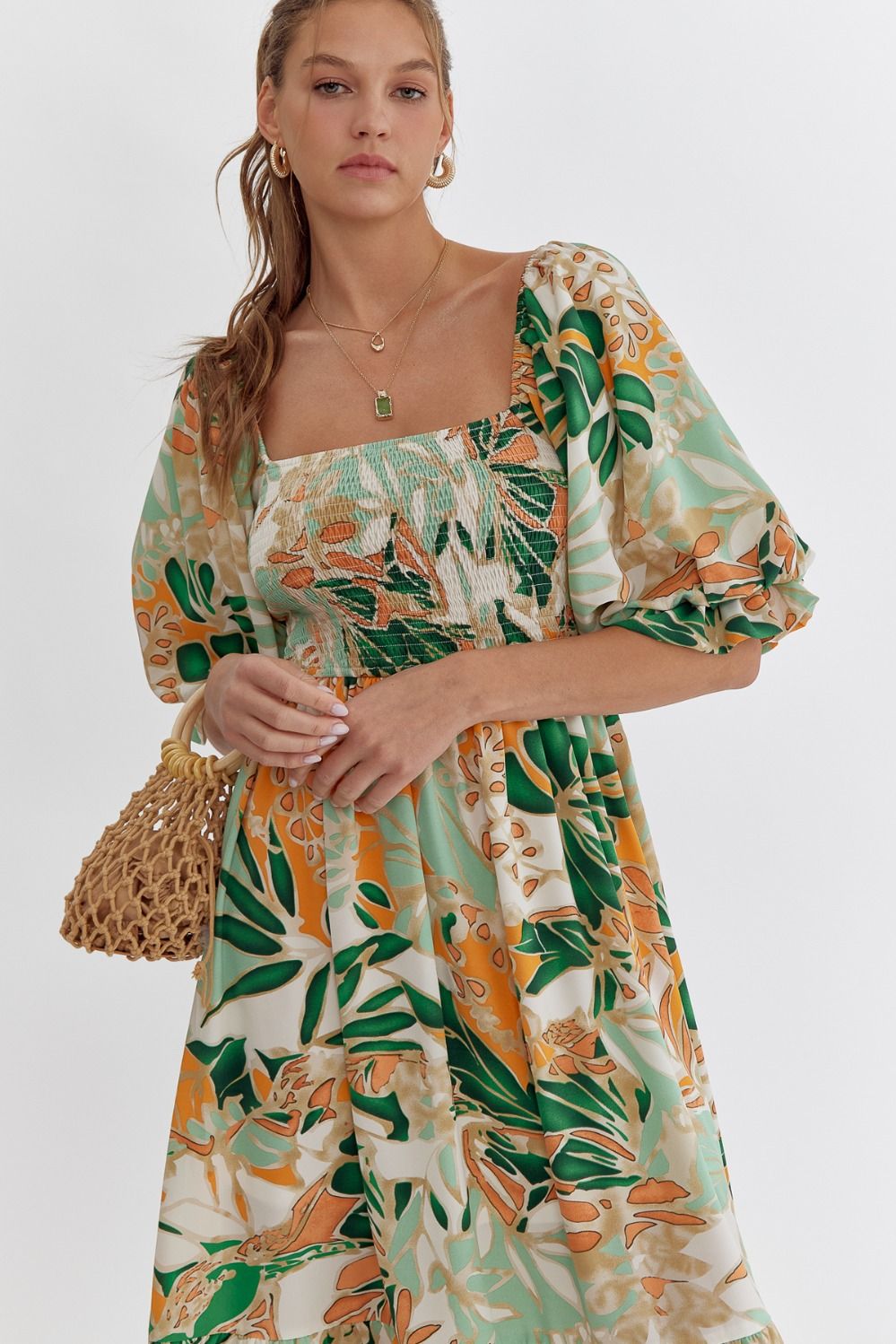 Forest Print Midi Dress