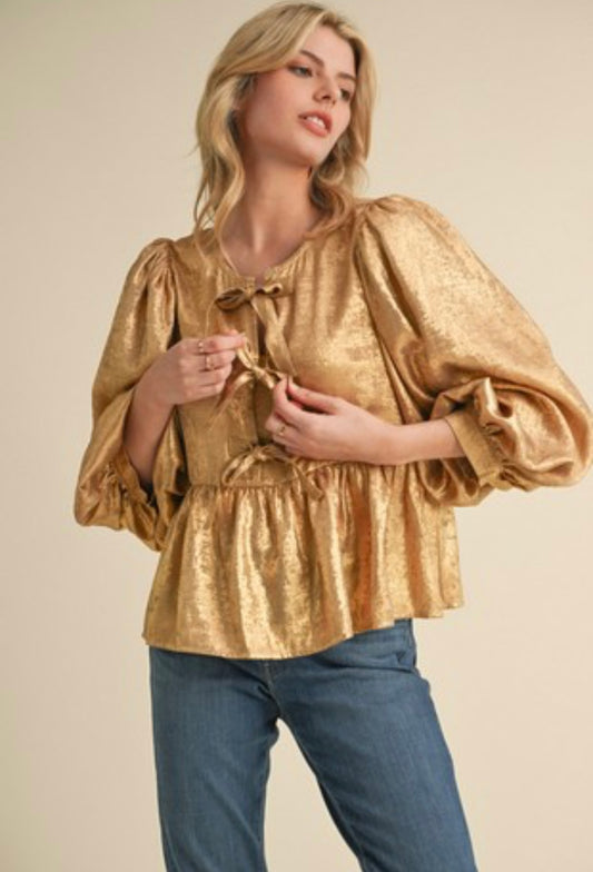 Gold Bow Blouse