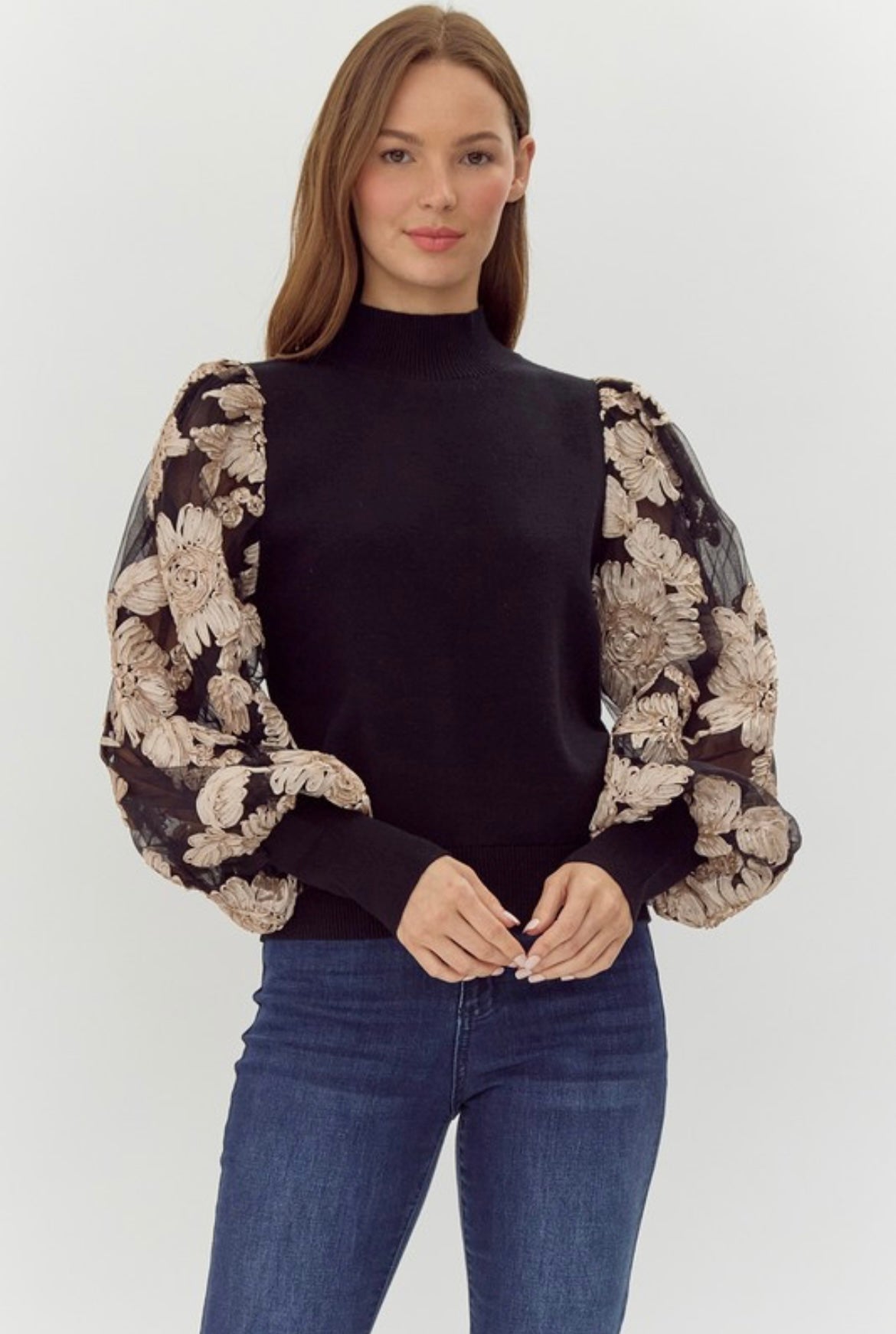 Gold Floral Textured Blouse