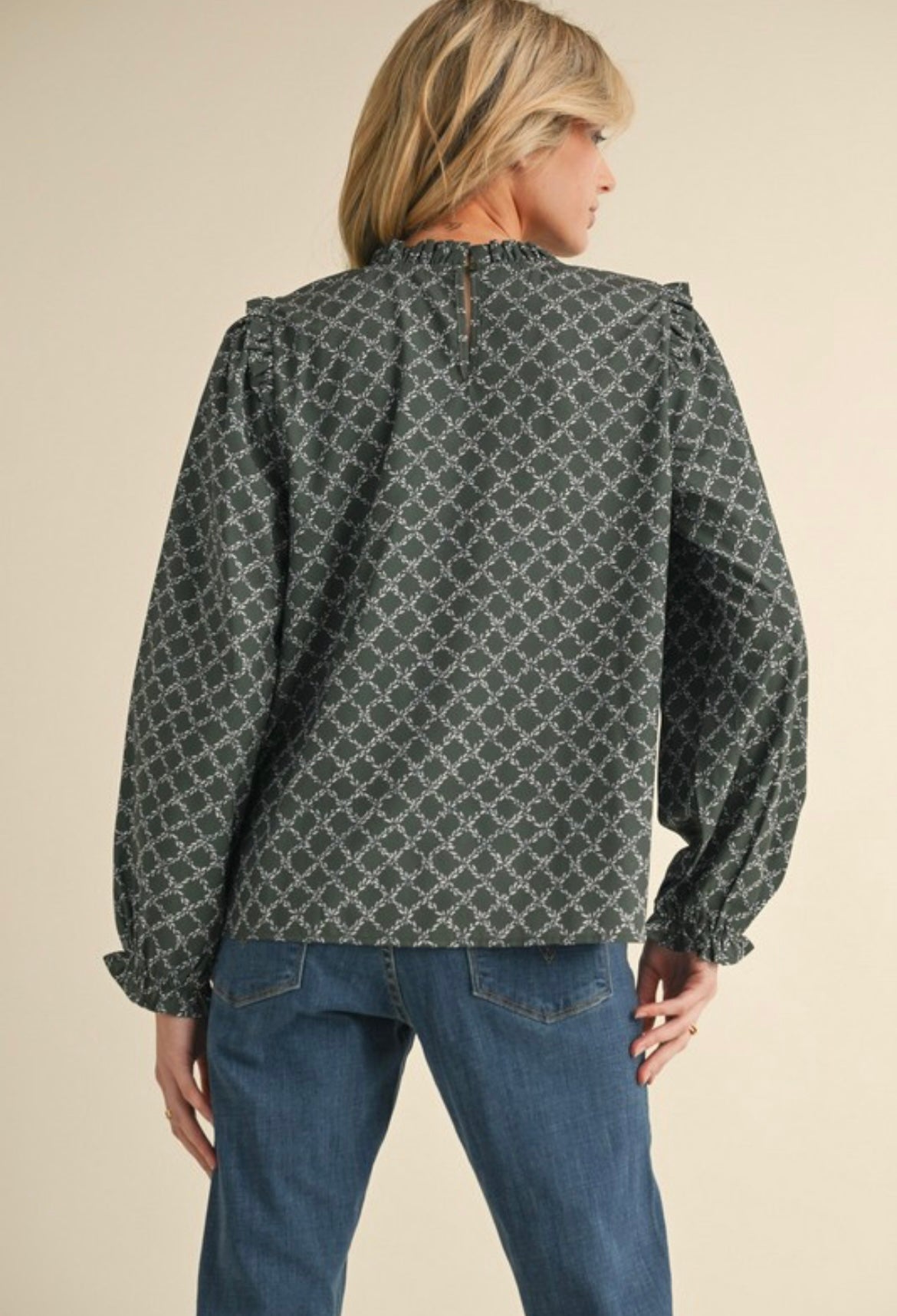 Hunter Green Cross Patterned Blouse