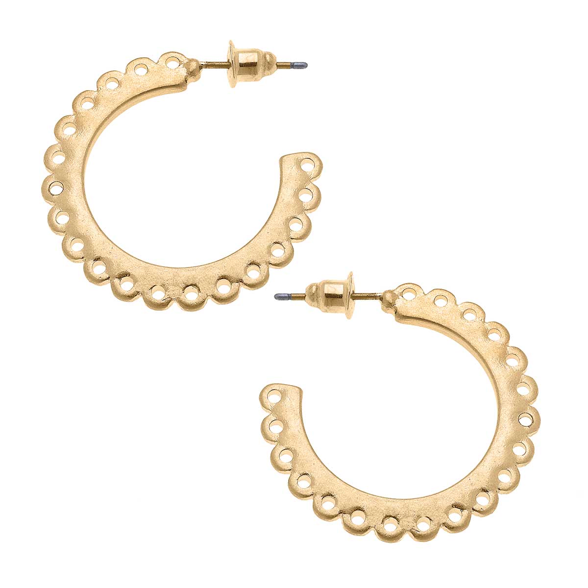 Khloe Scalloped Hoop Earrings in Worn Gold