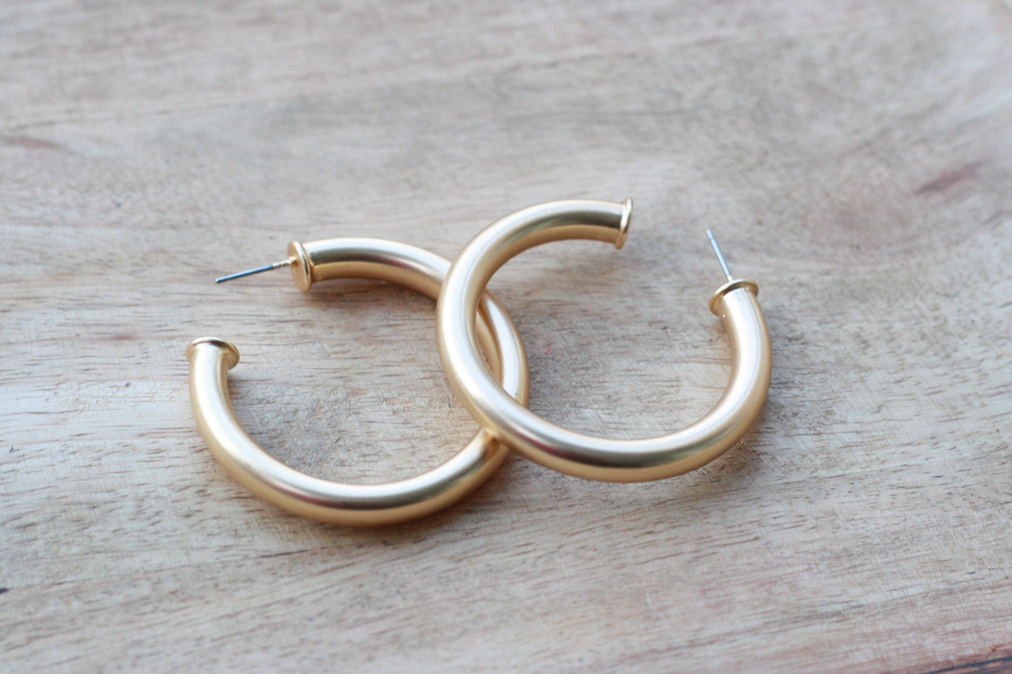 Everyday Brushed Gold  Earrings | Classic Gold Hoops