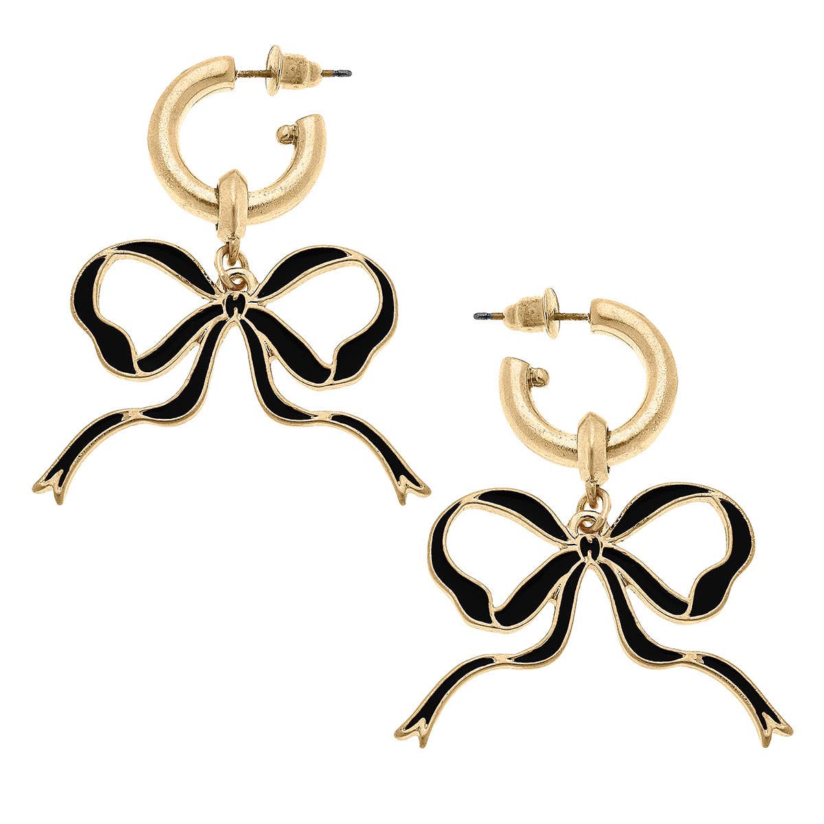 Veronica Game Day Bow Enamel Earrings