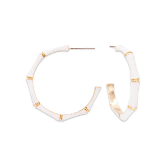 White Bamboo Hoop | Custom Earrings