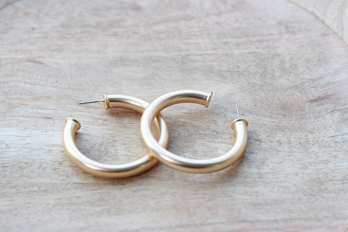 Everyday Brushed Gold  Earrings | Classic Gold Hoops