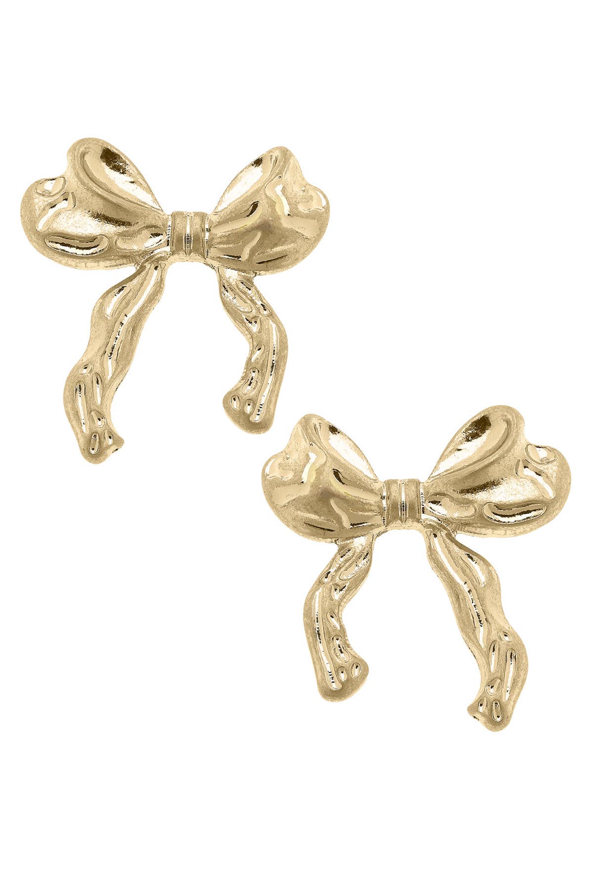 Athens Molten Metal Statement Bow Stud Earrings in Worn Gold